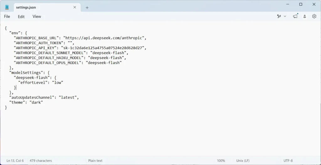 تصویر فایل settings از Claude Code